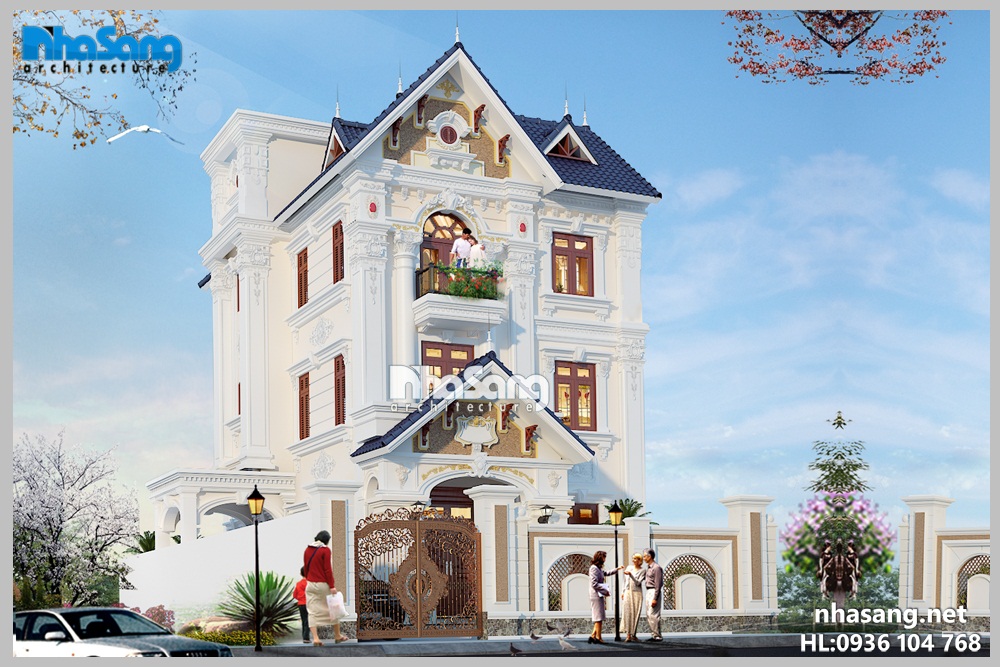 biet thu dep : 3 tang kien truc phap mat tien 7,3m x 12m